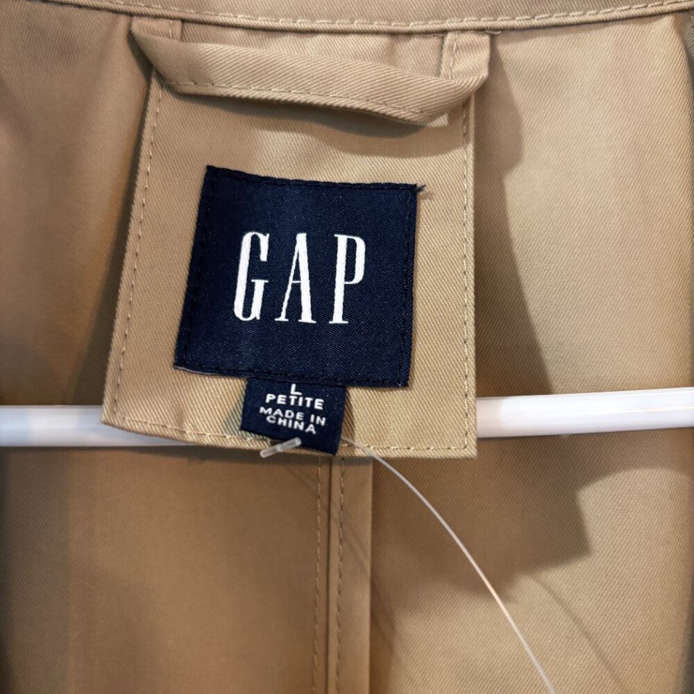 GAP Classic Trench Coat Petite Large NWT | Khaki Belted Long Coat - Picture 3 of 7
